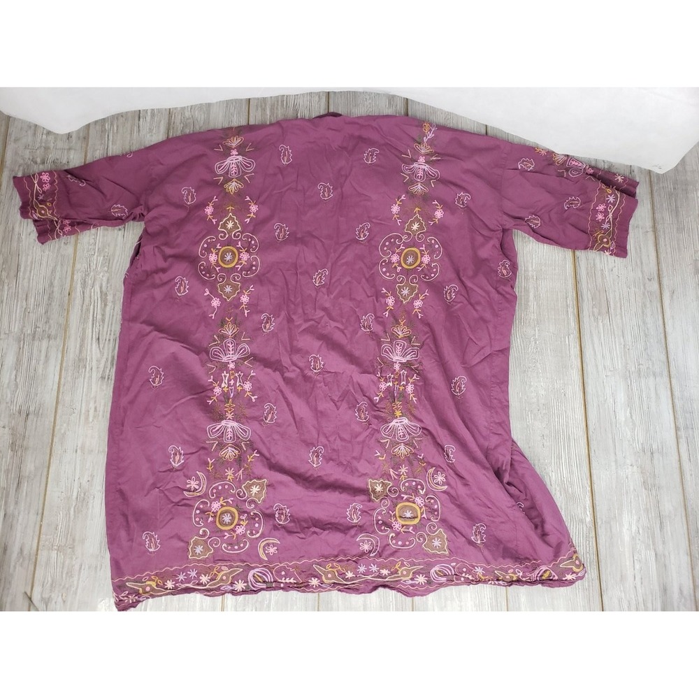 Magnolia Pearl Belinay Kimono Jacket Plum Floral Embroidered Cotton One Size NWT - Picture 6 of 13